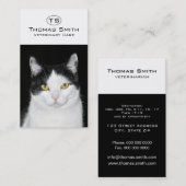Carte De Visite Portrait de chat noir et blanc (Devant / Derrière)