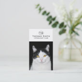 Carte De Visite Portrait de chat noir et blanc (Debout devant)
