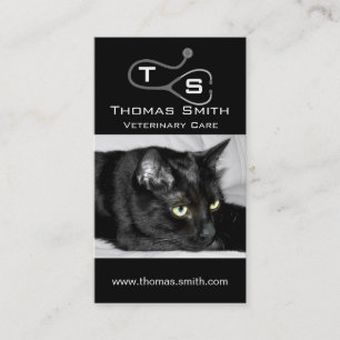 Carte De Visite Portrait de chat noir mignon