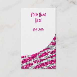 Carte De Visite Portrait de courbe blanche rose Glitz Zebra