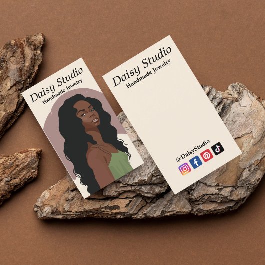 Carte De Visite Portrait de fille moderne Boucles d'oreilles Bijou