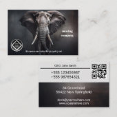 Carte De Visite Portrait d'éléphant Fond sombre de la société de d (Devant / Derrière)