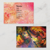 Carte De Visite PORTRAIT FLUTISTE /Rose, Fuchsia, Épercelles Jaune (Devant / Derrière)