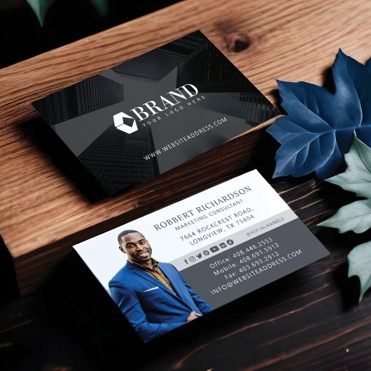 Carte De Visite Portrait & Logo photo professionnel moderne