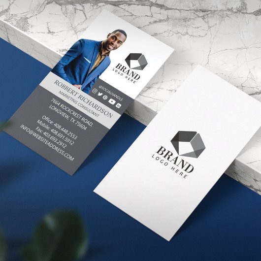 Carte De Visite Portrait & Logo photo professionnel moderne