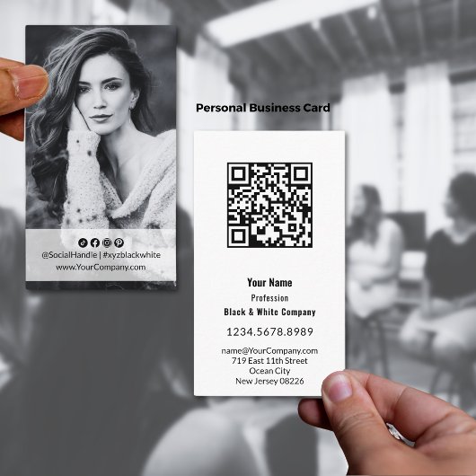 Carte De Visite Portrait noir & blanc élégant