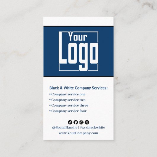 Carte De Visite Portrait noir, bleu et blanc scannable (Dos)