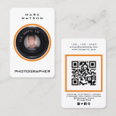 Carte De Visite Portrait photo dans l'objectif caméra (Devant / Derrière)