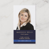 Carte De Visite Portrait professionnel photo bleu marine (Devant)