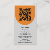 Carte De Visite Portrait scannable élégant gris noir orange (Devant)