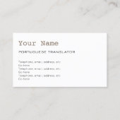 Carte de visite portugais de traducteur ou (Dos)