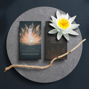 Carte De Visite Pose de méditation en or Mandala Lotus Floral et Y