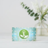 Carte De Visite Pose de Yoga et Feuille (Debout devant)