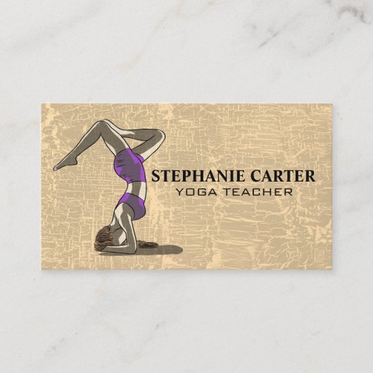 Carte De Visite Pose de yoga | Gris texturé (Devant)