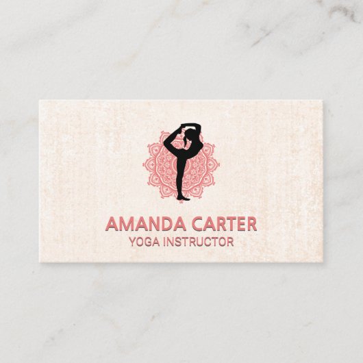 Carte De Visite Pose de yoga | Logo du Motif Mandala (Devant)