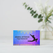 Carte De Visite Pose de yoga | Texture violette | Impression triba (Debout devant)