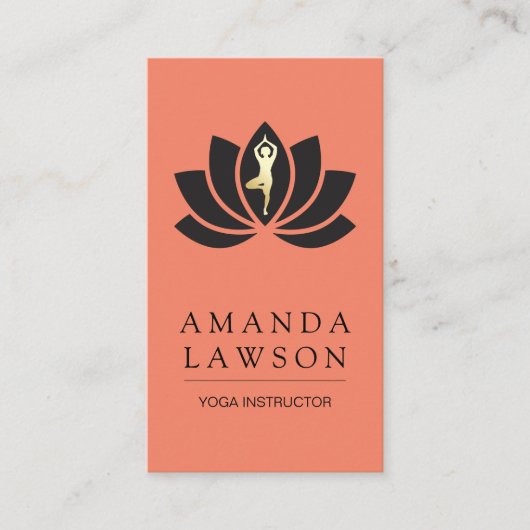 Carte De Visite Pose Yoga Icône Fleur (Devant)