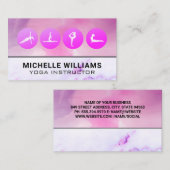 Carte De Visite Poses de yoga | Arrière - plan de marbre aquarelle (Devant / Derrière)