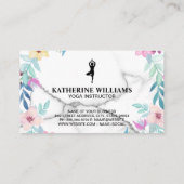 Carte De Visite Poses de yoga | Marbre et Fleurs élégantes (Dos)