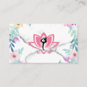 Carte De Visite Poses de yoga | Marbre et Fleurs élégantes (Devant)