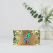 Carte De Visite Posh Bougie Glittery Bohemian Blue Florals Drift2 (Debout devant)