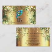 Carte De Visite Posh Bougie Glittery Bohemian Blue Florals Drives (Devant / Derrière)