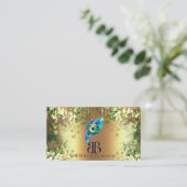 Carte De Visite Posh Bougie Glittery Bohemian Blue Florals Drives (Debout devant)