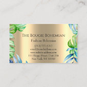 Carte De Visite Posh Bougie Glittery Bohemian Blue Florals Tropica (Dos)