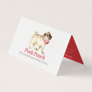 Carte De Visite Posh pooch service de marche pour chien de carlin 