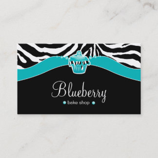 Carte De Visite Poster de animal bleu de zèbre de petit gâteau de
