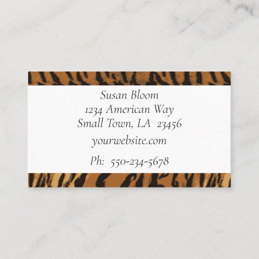 Carte De Visite Poster de animal de bande de tigre chic (Dos)