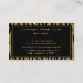 Carte De Visite Poster de animal De Glitterie Noir Et Or (Dos)