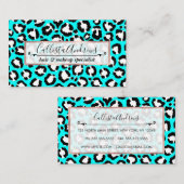 Carte De Visite Poster de animal moderne Cyan Blue Leopard (Devant / Derrière)