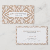 Carte De Visite Poster de animal moderne Tan & White Zebra (Devant / Derrière)