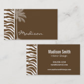 Carte De Visite Poster de animal Zebra Brown ; Palm (Devant / Derrière)