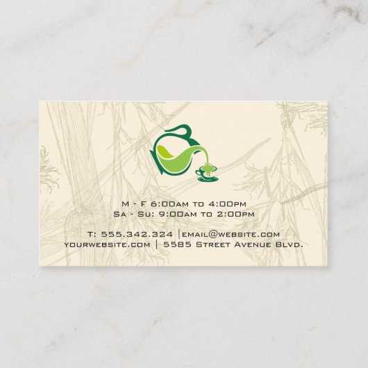 Carte De Visite Pot à thé pour | Feuilles de thé (Dos)