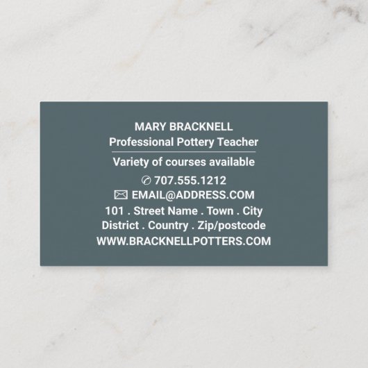 Carte De Visite Pot Conception, Cours De Poterie, Potters (Dos)