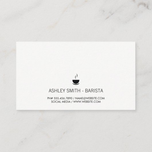 Carte De Visite Pot de café avec script café (Dos)