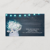 Carte De Visite Pot de fleurs en mason & Lumières bleues Mariage r (Dos)