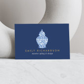 Carte De Visite Pot de jarre au gingembre Logo de poterie Bleu/Bla