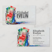 Carte De Visite Pot de verre peint rempli A87 (Devant / Derrière)