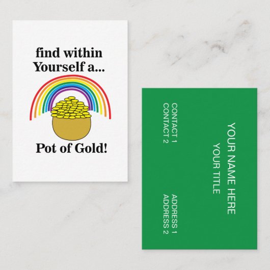 Carte De Visite Pot D'or En Vous-Même Saint-Patrick (Devant / Derrière)