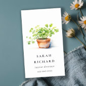 Carte De Visite Pot Herbe Persil Coriander Aquarelle Botanique