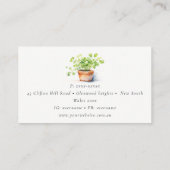 Carte De Visite Pot Herbe Persil Coriander Aquarelle Botanique (Dos)