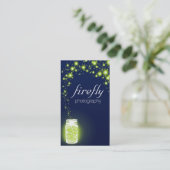 Carte De Visite Pot rougeoyant de nuit verte de bleu de lucioles (Debout devant)