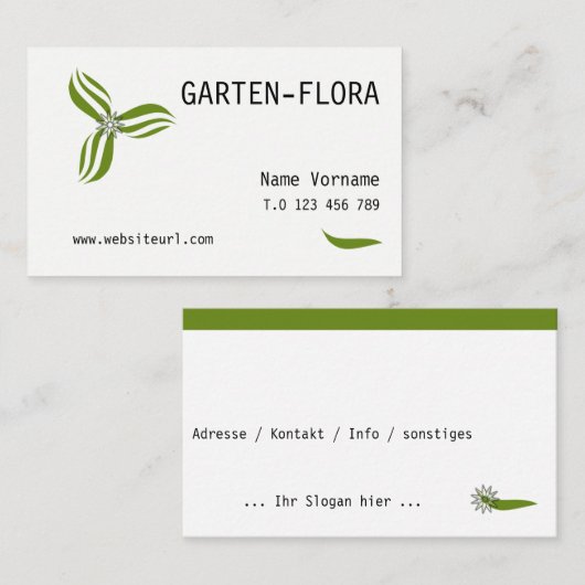 Carte De Visite potager (Devant / Derrière)