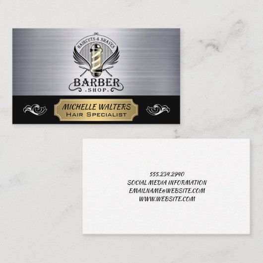 Carte De Visite Poteaux en barbre | Coupe de cheveux et rasage (Devant / Derrière)