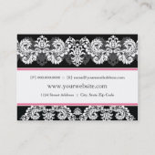 Carte de visite potelé de brocard rose et noir (Dos)