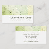 Carte De Visite Poterie artisanale Texture moderne propre vert (Devant / Derrière)