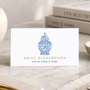 Carte De Visite Poterie de jarre au gingembre bleu Logo Designer B